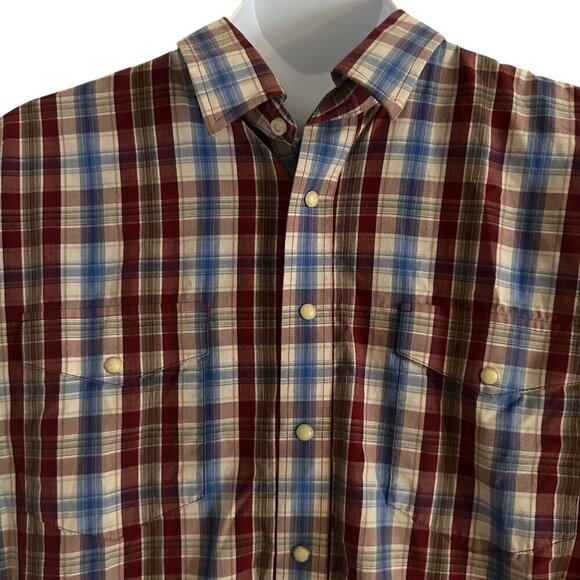 Panhandle Pearl Snap Shirt Mens XL Blue Red Plaid Long Sleeve Western Cowboy - Picture 2 of 12